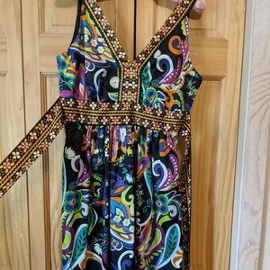 eci bright boho silky dress, size 2